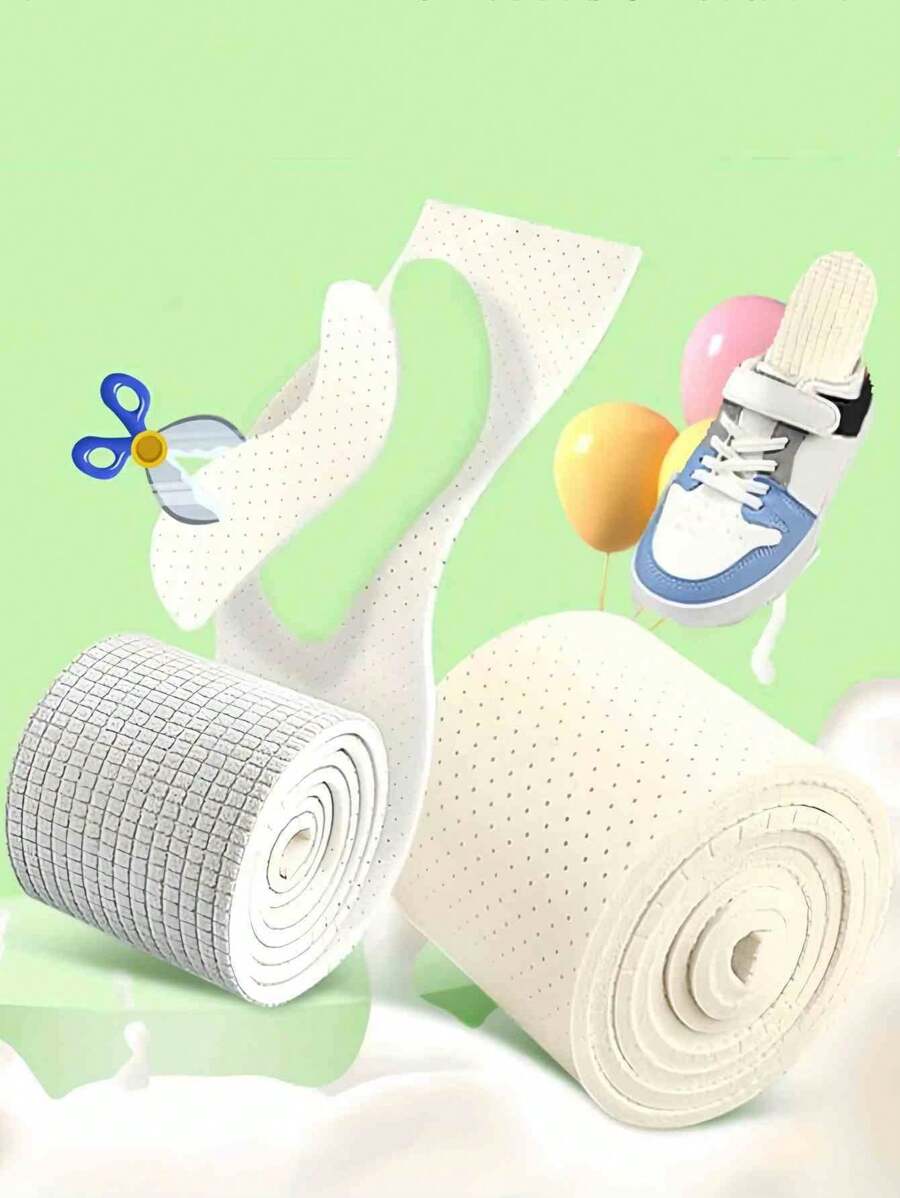2Pcs Self Cutting Insoles For Children's Sports, Breathable Insoles That Can Be Cut, Shock-Absorbing, Mesh Punched, Long Strips, Suitable For All Seasons - Multicolor - View 1