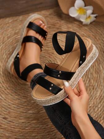 Zuecos de plataforma alta de cuña de madera dorados de moda para mujer, sandalias minimalistas casuales de playa para el verano