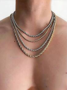 Collar de acero inoxidable con baño de vacío de diseño con giro, cadena cubana de estilo hip hop, en color dorado, plateado y negro, de 2mm, 3mm, 4mm y 5mm, adecuado para el uso diario de los hombres, regalo de fiesta, regalo de Pascua, accesorio de joyería popular para combinar con atuendos diarios, regalo para fiestas, bodas, celebraciones, estilo punk, formal, trajes de oficina, regalo de Pascua, adecuado para celebraciones, bodas y accesorios casuales