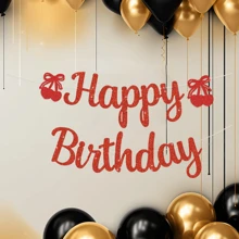 Pancarta de cumpleaños con cerezas - Divertido tema de frutas Feliz cumpleaños Pancarta, Pancarta de cumpleaños 1er cumpleaños con cerezas, Decoraciones de fiesta de cumpleaños con tema de cerezas Brillo rojo