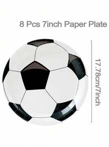 8 pièces Assiettes en papier jetables de 7 pouces/9 pouces sans laminage, décorations de fête à thème football, assiettes de fête jetables avec éléments de football, assiettes de table d'anniversaire, vaisselle jetable pour fête familiale, pique-nique de vacances, parfait contenant pour collations