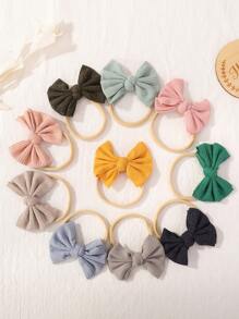 20pcs Morandi Color Solid Color Bow Headbands, Ultra Soft Nylon Hair Bands For Baby And Toddler