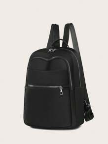 LECEY Women's Diamond Pattern Embroidery Backpack, Minimalist And Practical Multifunctional, Back To School, School Essential Stuff For Women, Girls & Students, Perfectly Matching With Backpack Accessories, Preppy Backpack For School - Black - View 3