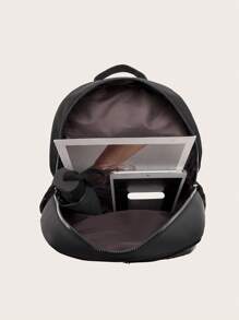 LECEY Women's Diamond Pattern Embroidery Backpack, Minimalist And Practical Multifunctional, Back To School, School Essential Stuff For Women, Girls & Students, Perfectly Matching With Backpack Accessories, Preppy Backpack For School - Black - View 5