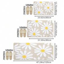 1pc Beige Daisy Imitation Cashmere Printed Floor Mat, Soft Non-Slip Water-Absorbent Machine Washable Kitchen Mat, Bathroom Mat, Fresh Anti-Fatigue Dirt-Resistant Doormat, Rectangular Low Pile Carpet, Suitable For Living Room, Bedroom, Kitchen, Laundry Room, Bathroom Gifts Birthday Graduation Rug Rugs Door Mat Room Decor Carpet For Living Room Kitchen Rug Bedroom Decor Blankets And Throws Rugs For Bed Room Home Decor Bathroom Decor Room Decoration Stuff Living Room Decor Office Decor House Decor Home Decor Living Room Bathroom Rug Room Decor Aesthetic