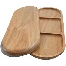 1pc, 11.4 Inch Multipurpose Wooden Breakfast Tray, Snack Plate, Cake Stand, Decorative Tray, Compartment Appetizer, Dip, Condiment, Nuts, Dried Fruits, Kitchen Counter, Bathroom Decor, Candle Holder, Suitable For Birthday, Party, Halloween, Christmas