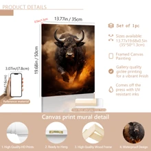 1 pieza Arte moderno de pared en lienzo - Impresión de un toro furioso blanco, póster decorativo, material de lienzo de alta calidad, con o sin marco, decoración de dormitorio universitario, apartamento, regalos para decoración de pared en hotel, hogar, sala de estar, dormitorio, baño y oficina