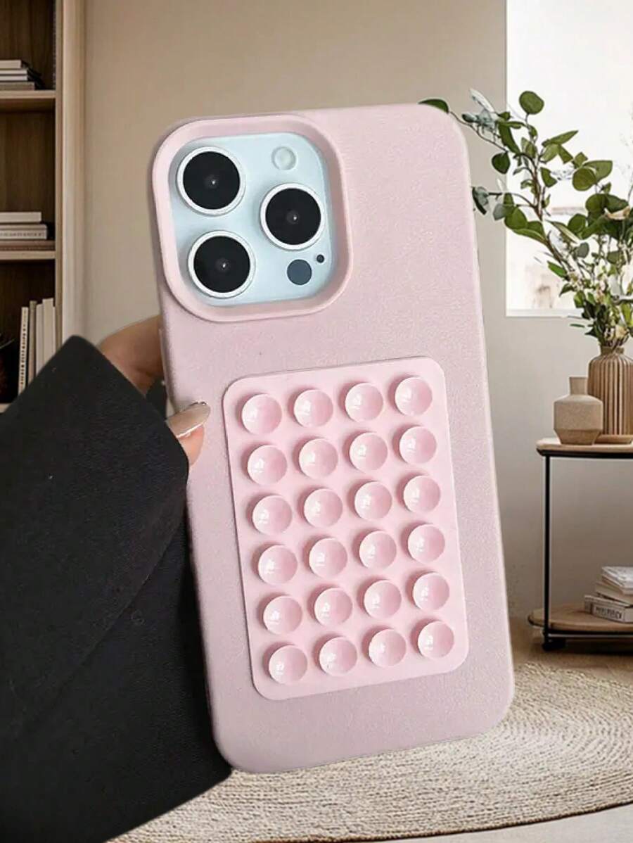 Octo Buddy Phone Case 1pc Pink Suction Cup Phone Case Compatible With IPhone 16 Pro Max, 15/15 Pro/15 Pro Max, 14 New Anti-Fall Protective Cover For Women - Pink - View 1