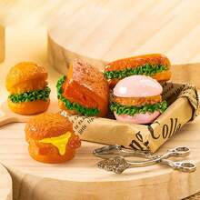 1/5/10pcs Mini Hamburger Fake Food, Realistic Hamburger, Mini Panini Hamburger Fake Food, Resin Crafts, Miniature Decorations, Artificial Food, Resin Figurine, Decorative Accessories, Dollhouse Toys, Photography Props, Dollhouse Accessories School Supplies,Back To School