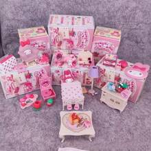 Sanrio 1pc Hello Kitty Miniature Furniture Mystery Box - Cute DIY Anime Dollhouse Decor Accessories - Perfect Gift For Birthdays, Mid-Autumn Festival, Holiday Season, Craft Supplies (Blind Box, Random Assortment)