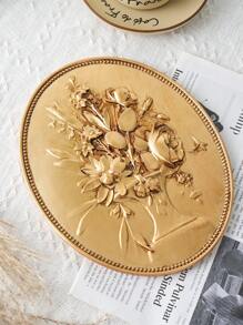 1 件，7.9 * 9.9 英寸复古金色椭圆形浮雕花卉壁饰，手绘树脂材质，复古欧式椭圆形装饰壁挂，适用于家庭、酒店装饰和摄影道具、家居装饰、房间装饰、墙面装饰 - 金色 - 查看 9