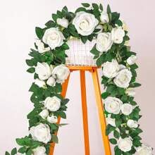 1-Pack Elegant White Rose Artificial Garlands - Rich Fabric Vine With Delicate Flowers And Leaves For Wedding Arch, Suitable For Weddings, Hotels, Gardens, Courtyards, Photography, Nordic Style, Perfect For Anniversaries & Festivals - Indoor/Outdoor