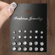 24pcs Stainless Steel Cute And Fashionable Mini Stud Earring Set