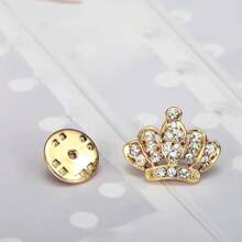Hot 1 Pc Unisex Women Men Crown Brooch Rhinestones Crystal Breastpin Collar Pin Jewelry Gifts 2 Colors School