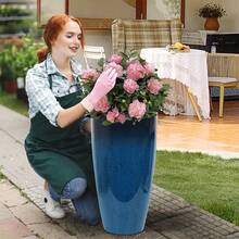 2 Pack 21" Tall Planters Sturdy Plant Flower Tree Pots For Indoor Outdoor Decor