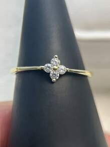 S925 银镀金/铂金四叶草锆石细戒指，独特设计优雅时尚百搭礼物