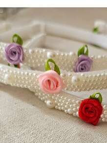 Pearl Tiara With Rococo Flowers - Purple - View 7
