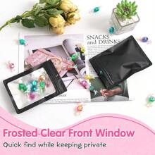 100 túi kẹo Mylar có thể đóng lại, túi đóng gói chống mùi nhỏ màu đen có cửa sổ phía trước, túi nhựa PE tráng nhôm đựng mẫu bánh quy ăn nhẹ, thực phẩm bảo quản, đồ trang sức, đồ dùng cho tiệc ngày lễ - màu đen - Xem 5