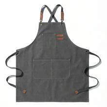 New Fashion Canvas Kitchen Aprons For Woman Men Chef Work Apron For Grill Restaurant Bar Shop Cafes Beauty Nails Studios Uniform
