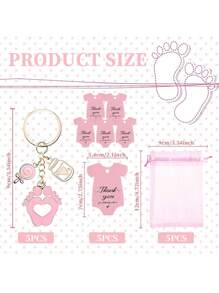 5/10/15/20 Juegos de recuerdos de ducha con diseño de oso llavero, con bolsas de organza blanca y etiquetas de agradecimiento, adecuado para duchas, fiestas, cumpleaños y decoraciones de eventos