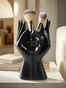 1 pièce Un support de pinceau pour le visage de style artistique doux et de luxe léger, un organisateur élégant de maquillage et d'accessoires (blanc) Décoration de la salle de bain à la maison Organisateur de maquillage d'été Retour à l'école