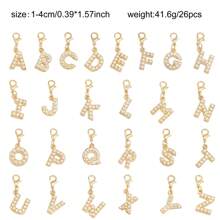 2Pcs Gold Color Letter Alloy Pendant With Faux Pearls Alphabet Charm Women Ladies Bag Clothes DIY Craft Decor A - Z