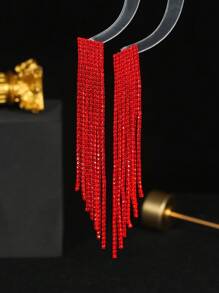 1 Pair Claw Chain & Tassel Party Date Dangle Earrings For Women, Suitable For Daily Wear