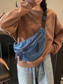 Ditsy Floral Print Fanny Pack For Women - Blue - View 5