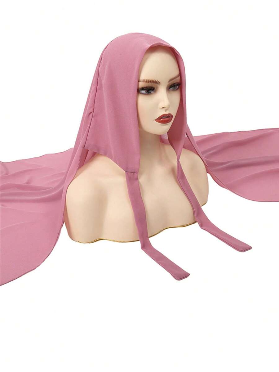 1pc Plain Soft Milk Silk Scarf, Versatile Head Wrap For Women - Black - View 1