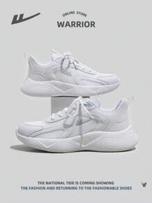 WARRIOR 1 双女式运动风格网眼透气轻便软底运动鞋，休闲厚底低帮户外跑步鞋，男女通用 - 白色 - 查看 5