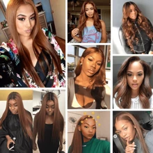 4# Straight Human Hair Weaving Hair Bun, 1/3 Bundle, Light Brown, Wholesale, 100% Brazilian Remy Human Hair Extensions, 14-32 Inches