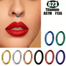 1 pièce Boucle d'oreille circulaire fermée simple non percée, unisexe, en titane G23 hypoallergénique/acier inoxydable 316L, multi-usage pour les oreilles, le nez, les lèvres