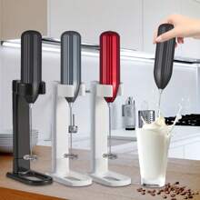 1 pieza Espumador de leche eléctrico, Espumador de leche mini con soporte, Espumador de leche eléctrico de mano, Batidora eléctrica a pilas (pilas no incluidas), Batidora de bebidas con soporte, Batidora de café de mano, Batidora eléctrica inalámbrica, Apto para latte, capuchino, batidos, chocolate caliente y talla grande, Espumador de leche portátil, Esencial para volver al colegio