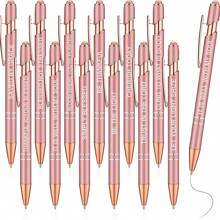 12 Pcs Inspirational Pens Bulk Motivational Quotes Funny Ballpoint Pens With Stylus Tip Inspirational Gifts For School Office Corworkers Teachers, Black Ink(Rose Gold,Bible Style)
