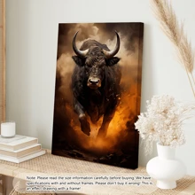 1 pieza Arte moderno de pared en lienzo - Impresión de un toro furioso blanco, póster decorativo, material de lienzo de alta calidad, con o sin marco, decoración de dormitorio universitario, apartamento, regalos para decoración de pared en hotel, hogar, sala de estar, dormitorio, baño y oficina
