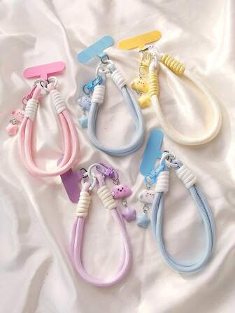 1pc Cloud & Star Charm Wrist Strap, Short Braided Wristlet Phone Lanyard, Cute Star Pendant Outdoor Keychain Holder Gifts For Mother, Family, Friends, Birthday, Holiday Phone Charm, Phone Chain