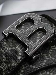 1pc Vintage Punk Style Men's PU Leather Accessories With B Letter Buckle, Alloy Automatic Buckle, Suitable For Daily, Casual, Party, Holiday, Business Occasions (Gift Packaging)