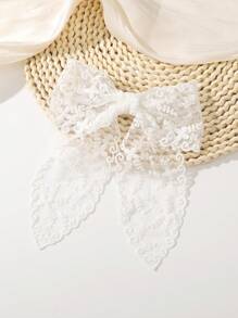 1 件时尚蕾丝花蝴蝶结装饰弹性发夹适合日常佩戴 - 彩色 - 查看 6