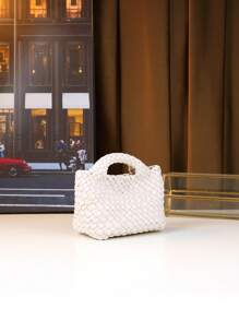 Geantă mini coș țesătă manual, geantă de mână asortată mamă-fiică, posetă la modă pentru femei