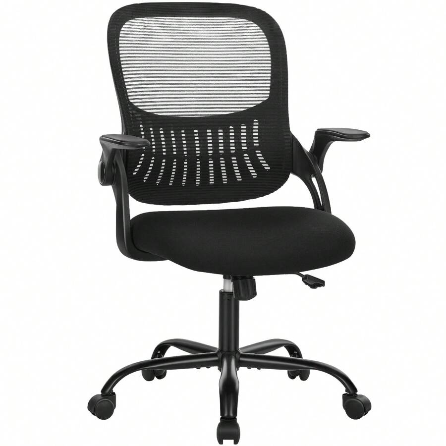 Chaise de bureau ergonomique, chaise de bureau avec support lombaire, accoudoirs réglables, chaise pivotante, chaise de bureau réglable en hauteur, chaises de bureau adaptées au bureau et à la chambre - Noir - Voir 1