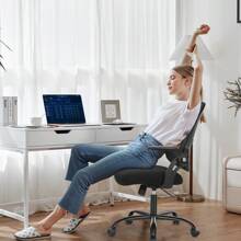 Chaise de bureau ergonomique, chaise de bureau avec support lombaire, accoudoirs réglables, chaise pivotante, chaise de bureau réglable en hauteur, chaises de bureau adaptées au bureau et à la chambre - Noir - Voir 9