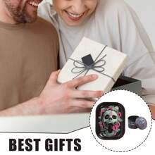 JBNG Leuchtende Blumen mit Totenkopf-Motiv Rollplatte und Grinder