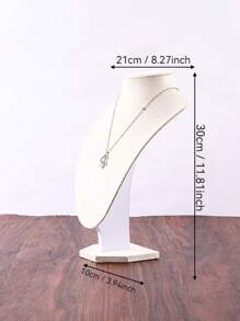 Rice-Colored Velvet Human Neck Jewelry Display Stand, Necklace Pendant Display Model - Beige - View 7