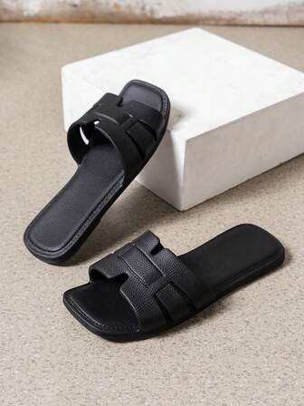 女士夏季新款时尚 EVA 塑料露趾沙滩度假平底凉鞋，舒适透气防水一脚蹬拖鞋