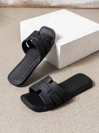 Women's Summer New Fashion EVA Plastic Open Toe Beach Vacation Flat Sandals, Comfortable Breathable Waterproof Slip-On Slippers