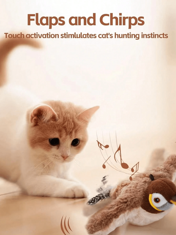 1 pieza Regalo interactivo del amante de los gatos recargable por USB y juguete de amor de mamá gata con forma de pájaro con alas batientes y sonidos de pájaro realistas - ¡Perfecto para el entretenimiento felino!