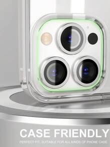 3 Packs Compatible With IPhone 16/16e/15/14/13/12/11 Pro Max Aluminum Alloy Camera Lens Case - Tempered Glass Film With Super Strong Adhesive Ring, Drop-Proof, Camera Lens Protective Film, Silver Gift For Birthday, Family, Friends Alloy Metal With Tempered Glass Full Cover, Lens Protector, Phone Accessories