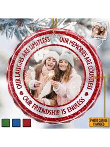 Adorno personalizado con brillo y purpurina - Adorno de cristal personalizado - Regalo de Navidad para mejores amigas, almas gemelas - Decoración de San Valentín, pintura artística para regalo, recuerdo