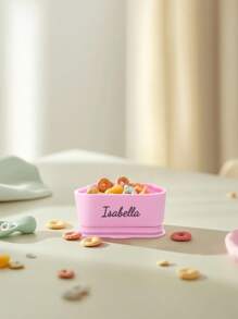 1 pieza Personalización bajo demanda de caja de almacenamiento de alimentos para bebé de silicona con forma de nube y diseño de dibujos animados. Nombre personalizado. Regalo personalizado para baby shower - Multicolor - Ver 3