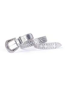 1pc Shiny Rhinestone Studded Belt, Fashion Street Style Suitable For Plus Size Women And Men - Fits Western Cowgirl And Cowboy Outfits, Dresses And Jeans, Sparkling Zinc Alloy Belt, All Seasons - 金色 - 查看 2